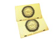 بطاقة عضوية معدنية أحادية الجانب مطلية بالذهب والفولاذ المقاوم للصدأ مطبوع عليها شعار النقش لون الطباعة بالشاشة الحريرية