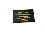 بطاقات عمل معدنية سوداء غير لامعة مطبوعة من الفولاذ المقاوم للصدأ مطلية بالذهب بالشاشة الحريرية
